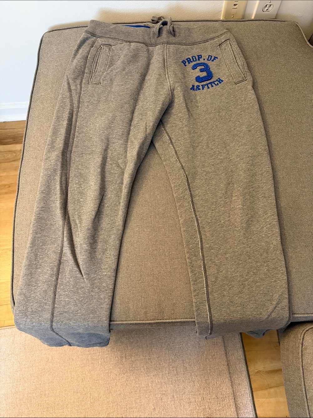 Abercrombie & Fitch Gray Sweatpants with Blue Logo